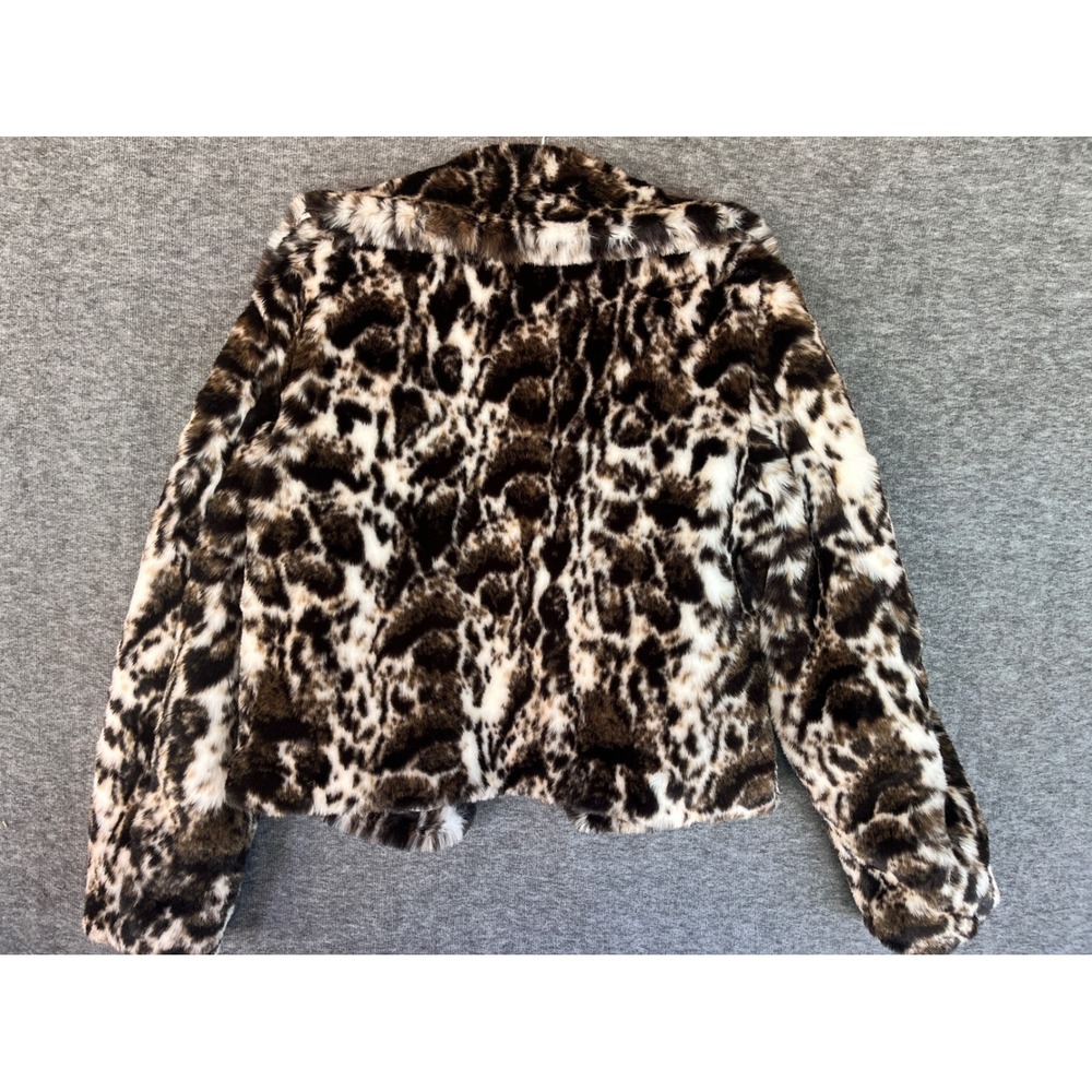 Band of the Free Leopard Faux Fur Cropped Jacket Ivory Blac Size M NEW
